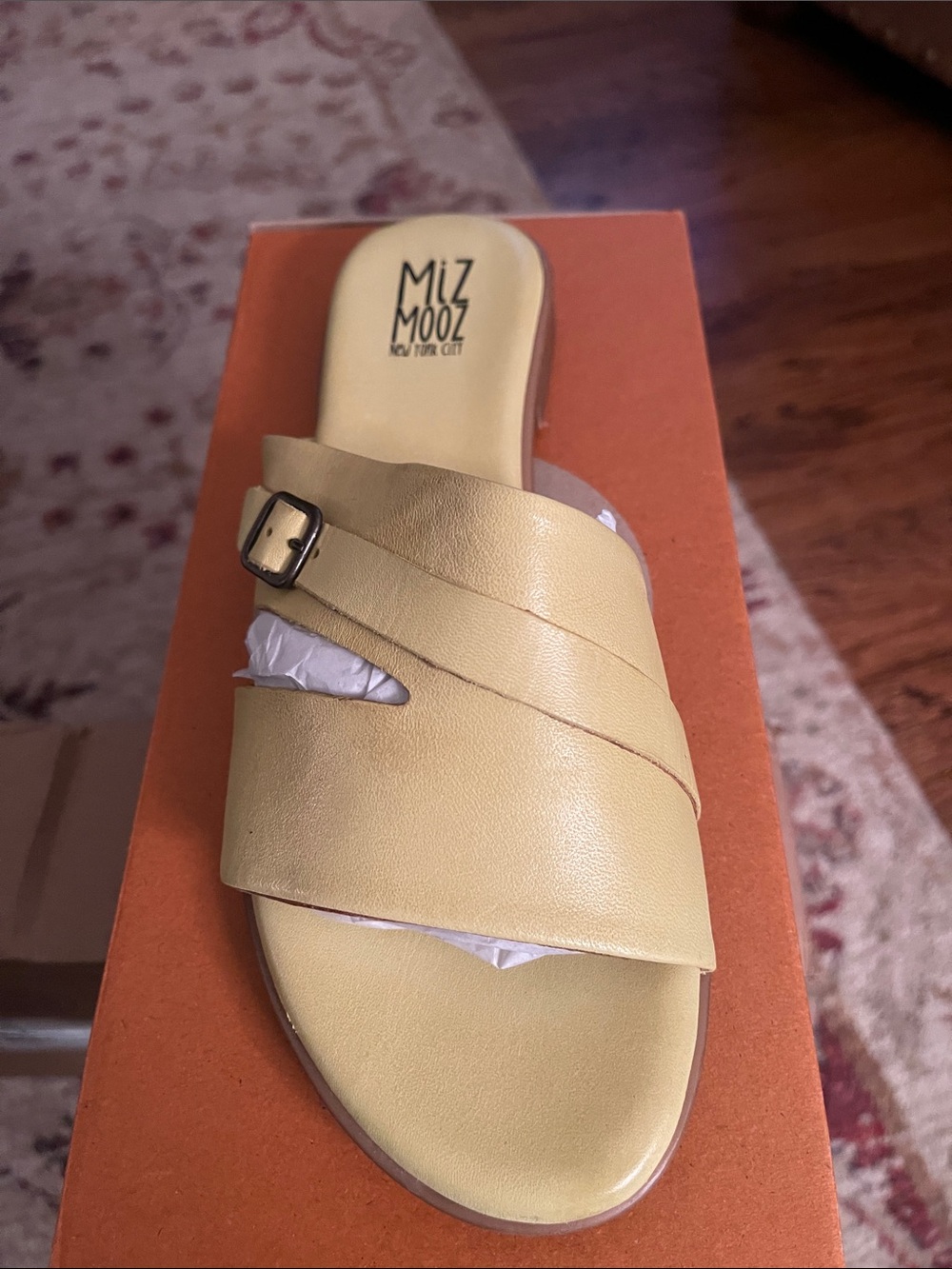 Miz Mooz Pale Yellow Leather Slide with Buckle-EU 39- NIB